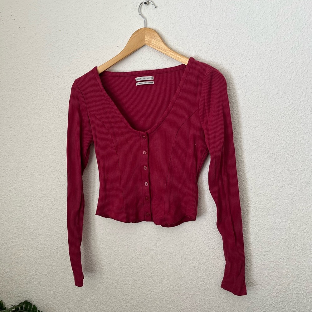 Urban Outfitters Deep Red Button-Down Top